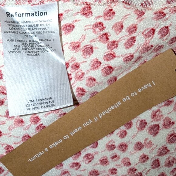 NWT Reformation | Ivory & Red Beauden Sleeveless Midi Dress Alma Floral Dot XL - Picture 15 of 16